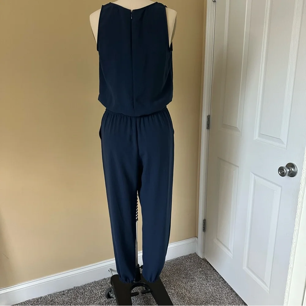 CAbi 303 French Navy Jumpsuit Drawstring Pocket Sleeveless Zipper Women's XS - Picture 6 of 10